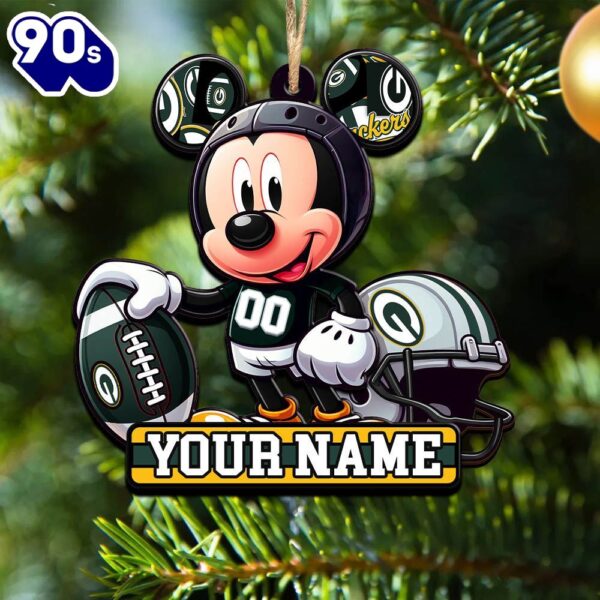 NFL Green Bay Packers Mickey Mouse Ornament Personalized Your Name