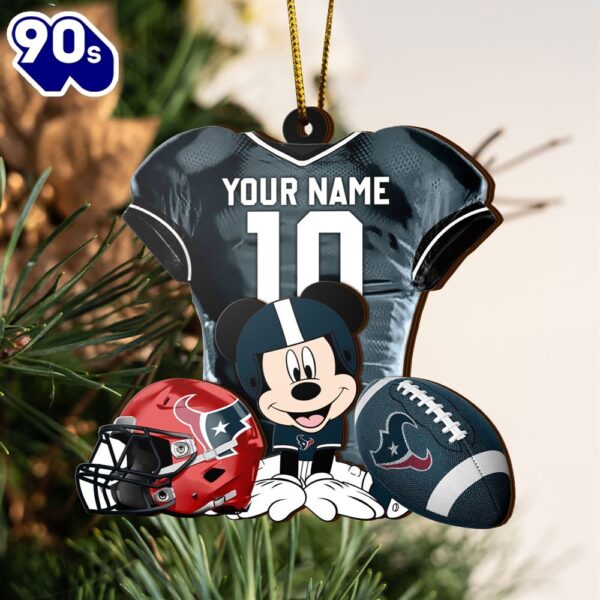 NFL Houston Texans Mickey Mouse Christmas Ornament Custom Your Name And Number