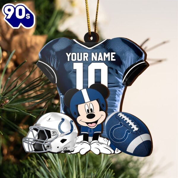 NFL Indianapolis Colts Mickey Mouse Christmas Ornament Custom Your Name And Number