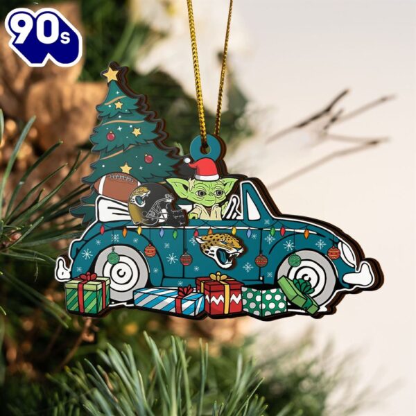 NFL Jacksonville Jaguars And Baby Yoda Christmas Ornament