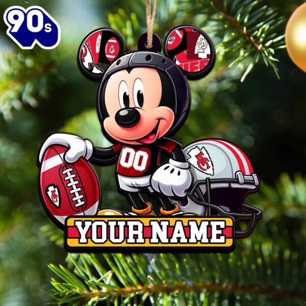 NFL Kansas City Chiefs Mickey Mouse Ornament Personalized Your Name