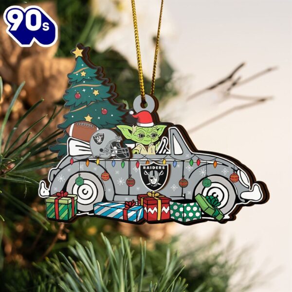 NFL Las Vegas Raiders And Baby Yoda Christmas Ornament