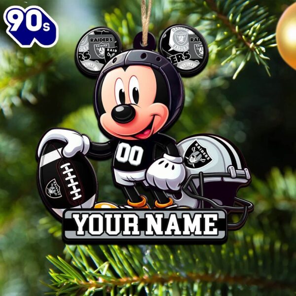 NFL Las Vegas Raiders Mickey Mouse Ornament Personalized Your Name