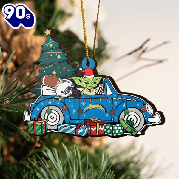 NFL Los Angeles Chargers And Baby Yoda Christmas Ornament
