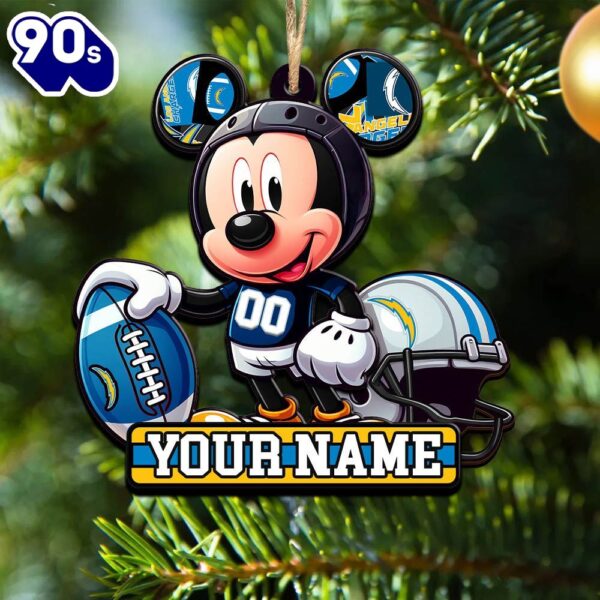 NFL Los Angeles Chargers Mickey Mouse Ornament Personalized Your Name