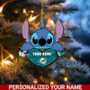NFL Miami Dolphins Stitch Custom Name Ornament Football Team And St With Heart Ornament