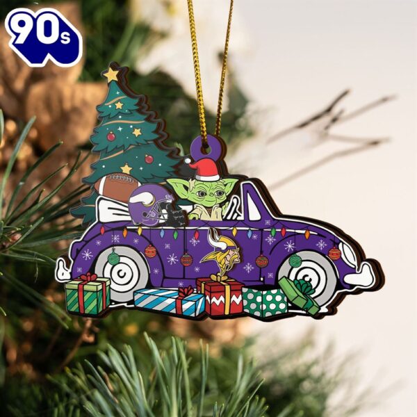 NFL Minnesota Vikings And Baby Yoda Christmas Ornament