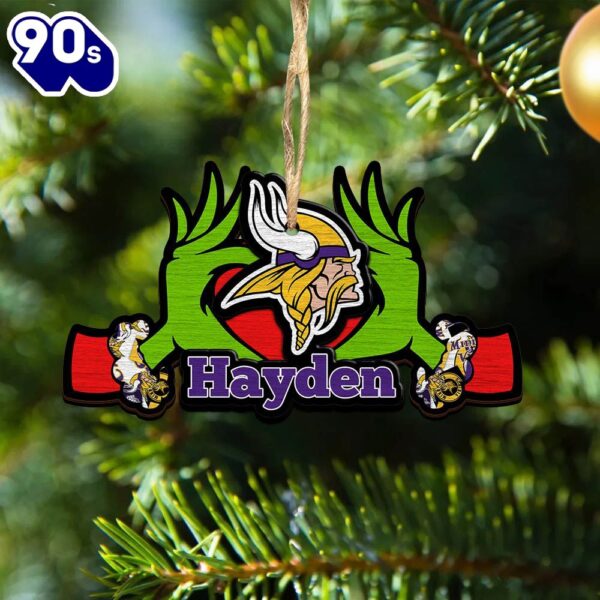 NFL Minnesota Vikings Grinch Christmas Ornament Personalized Your Name