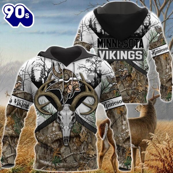 NFL Minnesota Vikings Hunting Camo Style 3d Hoodie