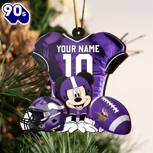 NFL Minnesota Vikings Mickey Mouse Christmas Ornament Custom Your Name And Number