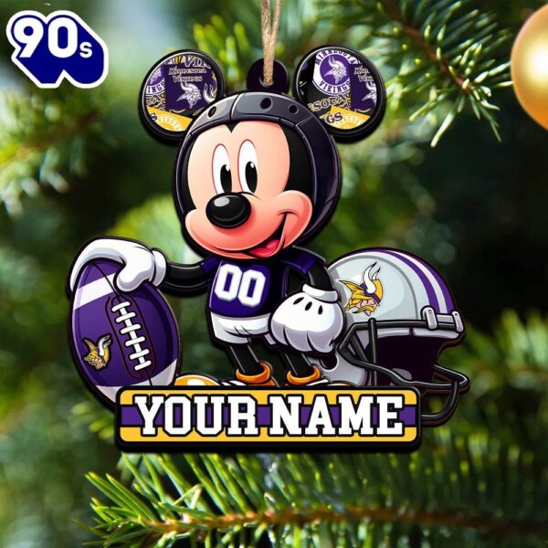 NFL Minnesota Vikings Mickey Mouse Ornament Personalized Your Name