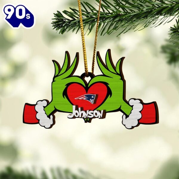 NFL New England Patriots And Grinch Xmas Ornament Custom Your Name