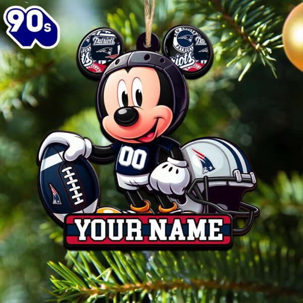 NFL New England Patriots Mickey Mouse Ornament Personalized Your Name