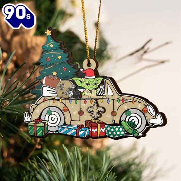 NFL New Orleans Saints And Baby Yoda Christmas Ornament