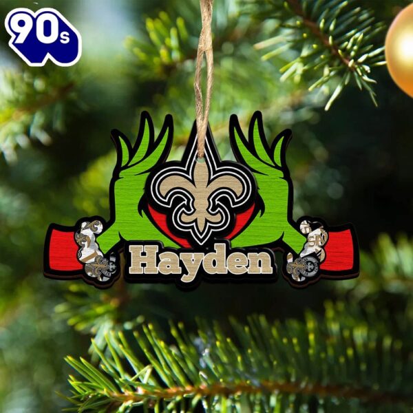 NFL New Orleans Saints Grinch Christmas Ornament Personalized Your Name