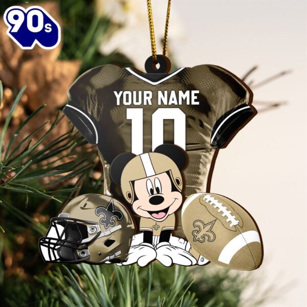 NFL New Orleans Saints Mickey Mouse Christmas Ornament Custom Your Name And Number