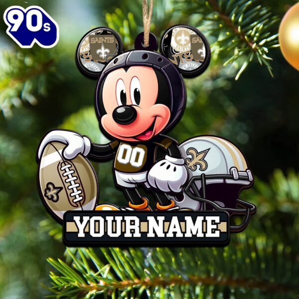 NFL New Orleans Saints Mickey Mouse Ornament Personalized Your Name