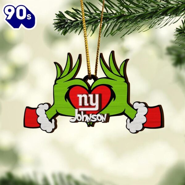 NFL New York Giants And Grinch Xmas Ornament Custom Your Name