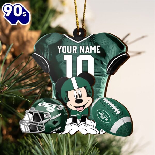NFL New York Jets Mickey Mouse Christmas Ornament Custom Your Name And Number