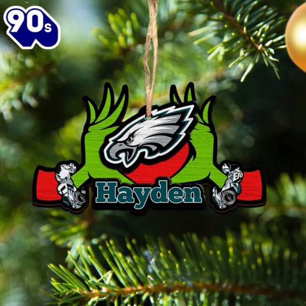 NFL Philadelphia Eagles Grinch Christmas Ornament Personalized Your Name