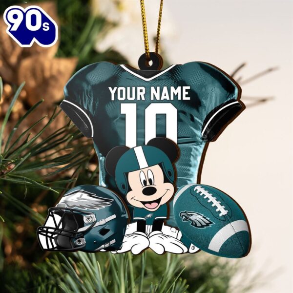 NFL Philadelphia Eagles Mickey Mouse Christmas Ornament Custom Your Name And Number