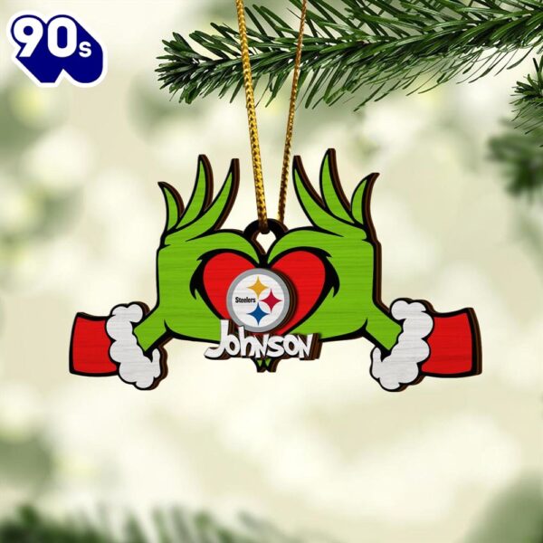 NFL Pittsburgh Steelers And Grinch Xmas Ornament Custom Your Name