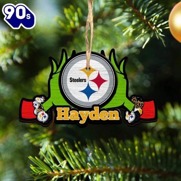 NFL Pittsburgh Steelers Grinch Christmas Ornament Personalized Your Name
