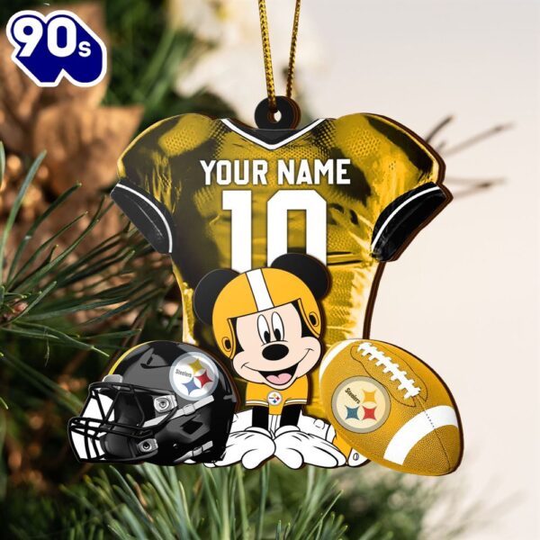 NFL Pittsburgh Steelers Mickey Mouse Christmas Ornament Custom Your Name And Number
