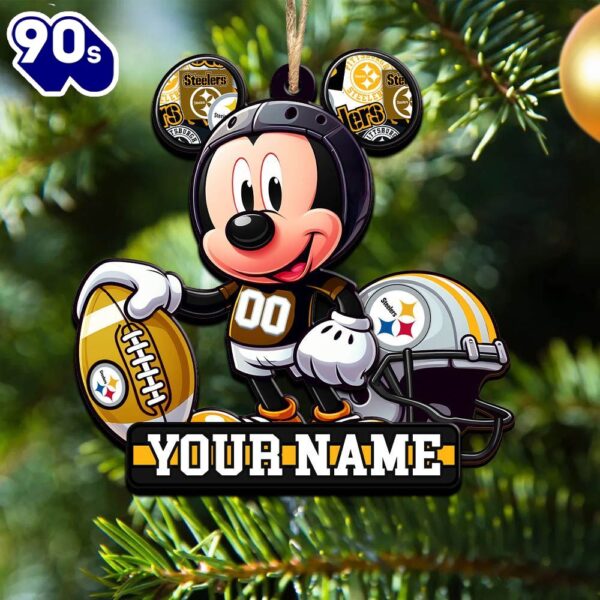 NFL Pittsburgh Steelers Mickey Mouse Ornament Personalized Your Name