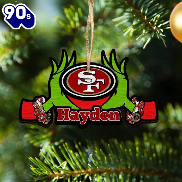NFL San Francisco 49ers Grinch Christmas Ornament Personalized Your Name