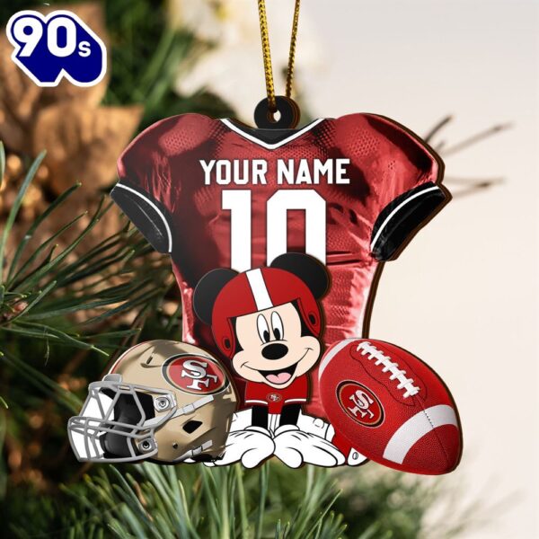 NFL San Francisco 49ers Mickey Mouse Christmas Ornament Custom Your Name And Number