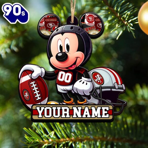 NFL San Francisco 49ers Mickey Mouse Ornament Personalized Your Name