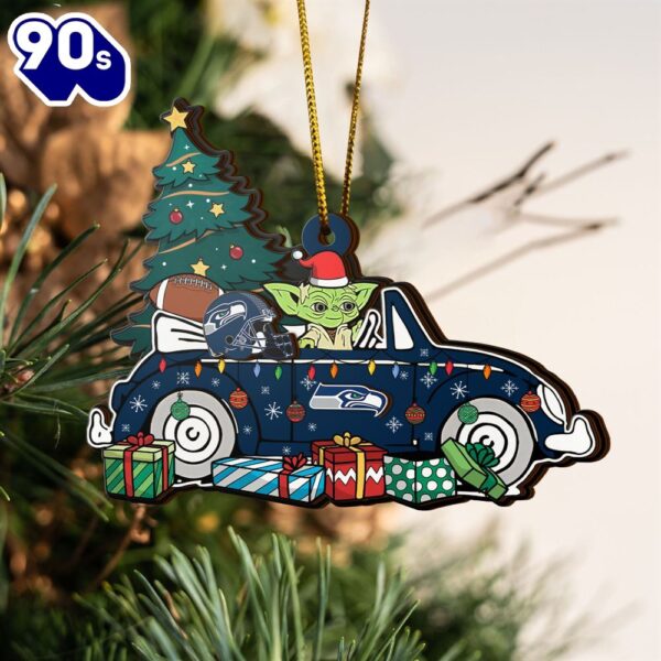 NFL Seattle Seahawks And Baby Yoda Christmas Ornament
