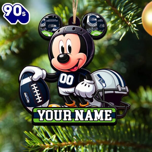 NFL Seattle Seahawks Mickey Mouse Ornament Personalized Your Name