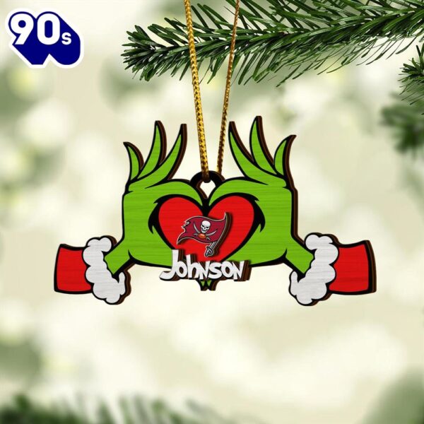 NFL Tampa Bay Buccaneers And Grinch Xmas Ornament Custom Your Name