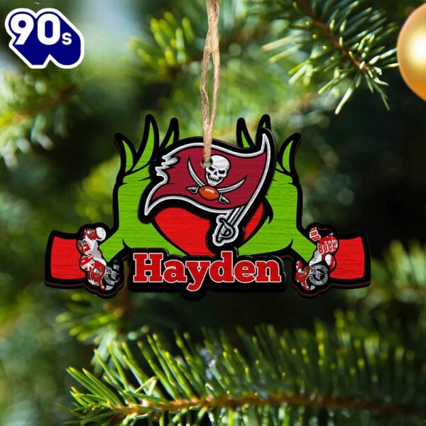 NFL Tampa Bay Buccaneers Grinch Christmas Ornament Personalized Your Name