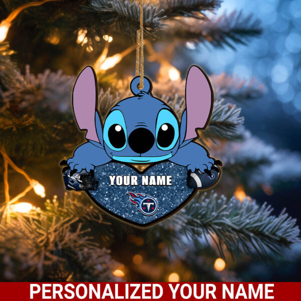 NFL Tennessee Titans Stitch Custom Name Ornament Football Team And St With Heart Ornament