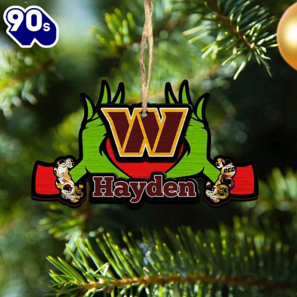 NFL Washington Commanders Grinch Christmas Ornament Personalized Your Name
