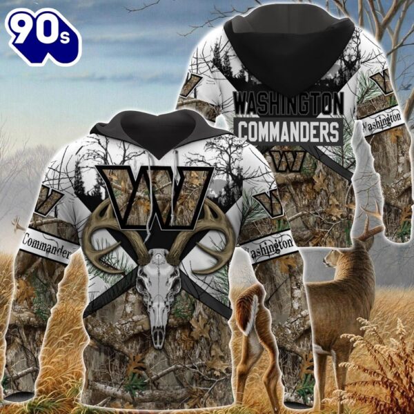 NFL Washington Commanders Hunting Camo Style 3d Hoodie