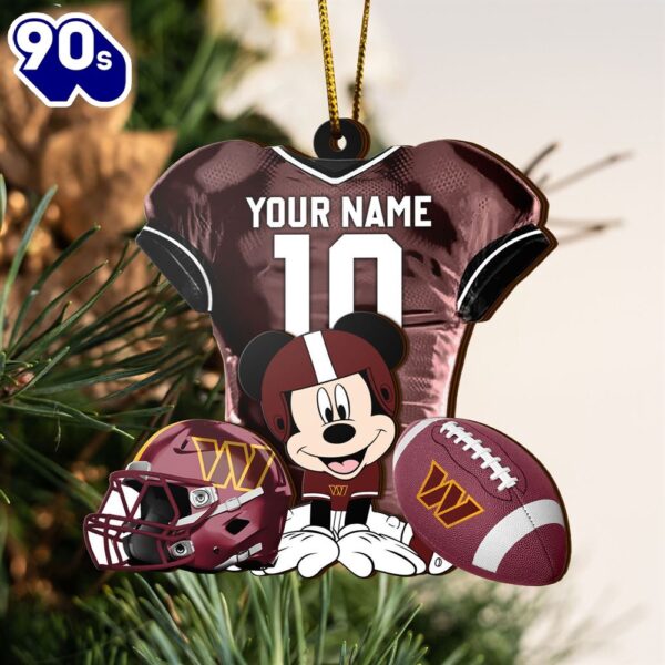 NFL Washington Commanders Mickey Mouse Christmas Ornament Custom Your Name And Number