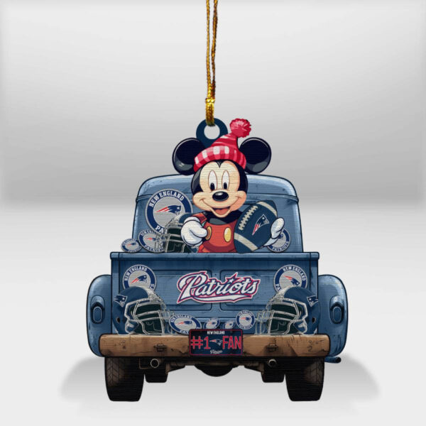 New England Patriots Mickey Mouse Christmas Wood Ornament