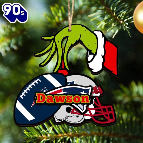 New England Patriots Personalized Your Name Grinch And Football Ornament