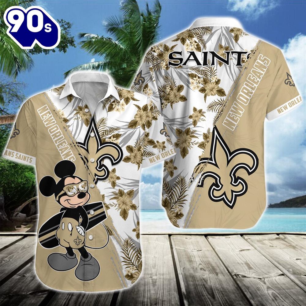 New Orleans Saints Team NFL Mickey Hawaiian Beach Shirt New Orleans Saints Team NFL Mickey Hawaiian Beach Shirt