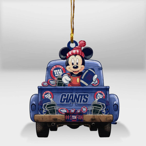 New York Giants Mickey Mouse Christmas Wood Ornament
