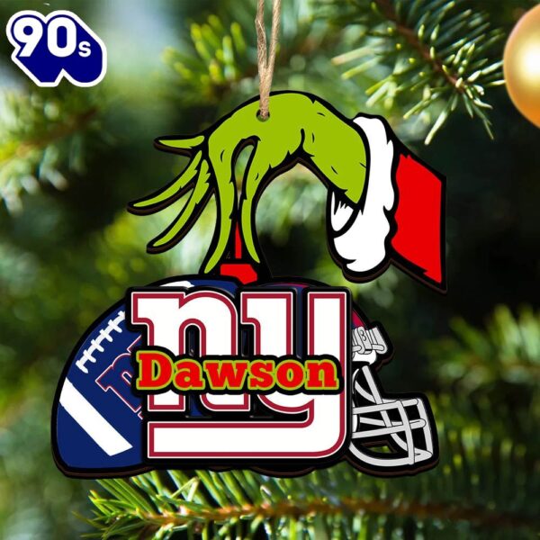 New York Giants Personalized Your Name Grinch And Football Ornament