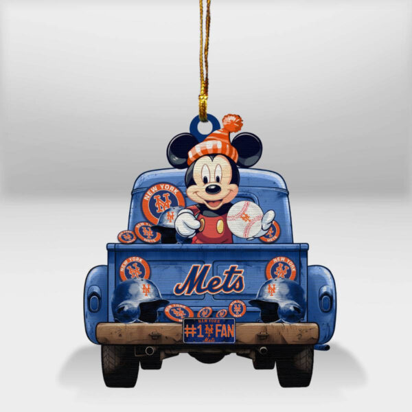 New York Mets Mickey Mouse Christmas Wood Ornament