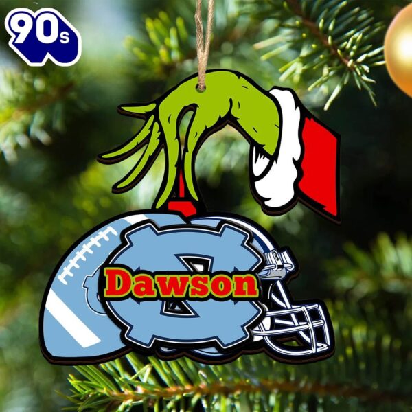 North Carolina Tar Heels Personalized Your Name Grinch And Football Ornament