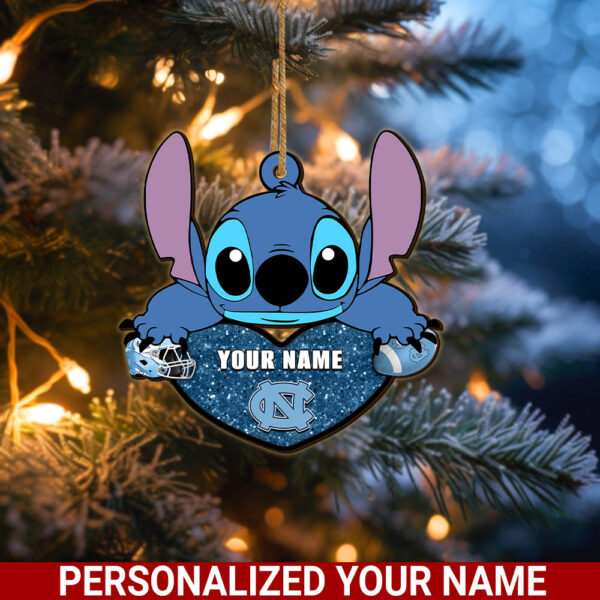 North Carolina Tar HeelsStitch Custom Name Ornament NCAA And St With Heart Ornament