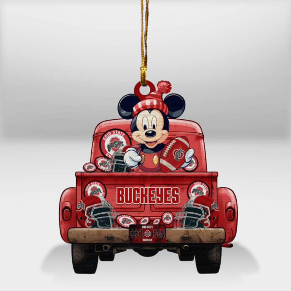 Ohio State Buckeyes Mickey Mouse Christmas Wood Ornament