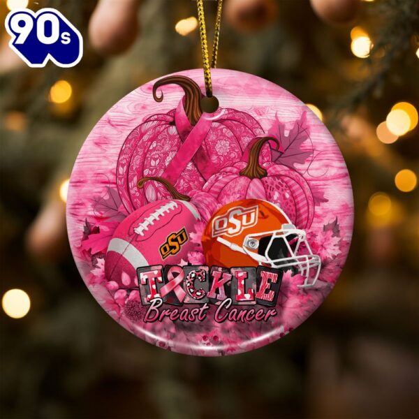 Oklahoma State Cowboys  Breast Cancer And Sport Team Ceramic Ornament
